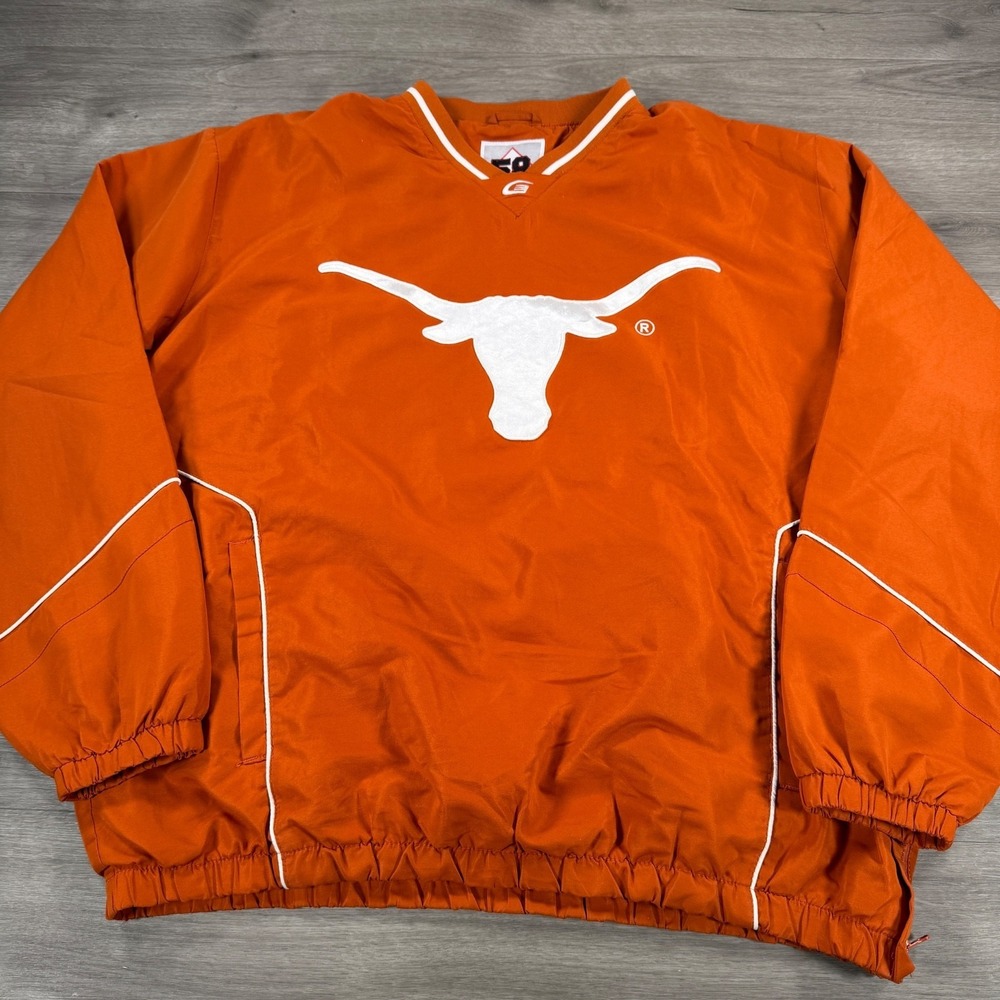 Vintage Texas Longhorns 58 Sports Fleece Lined Pullover Windbreaker Jacket XXL